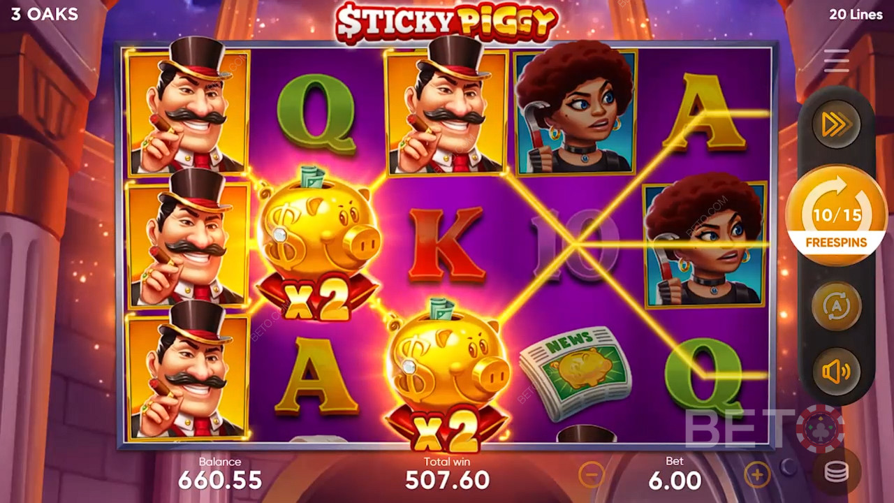 Anmeldelse af Sticky Piggy hos BETO Slots