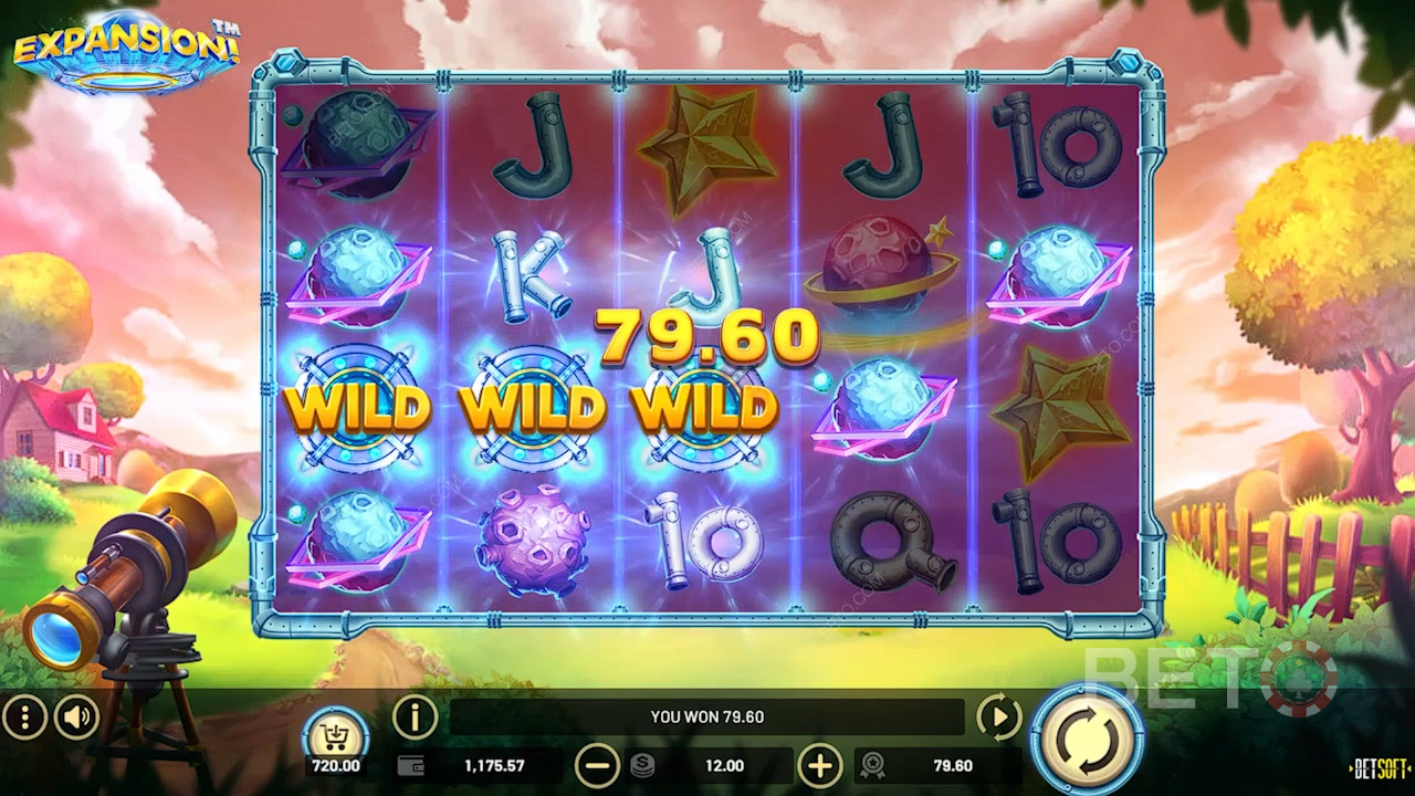 Wild symboler skaber nemme gevinster på Expansion! online spilleautomaten
