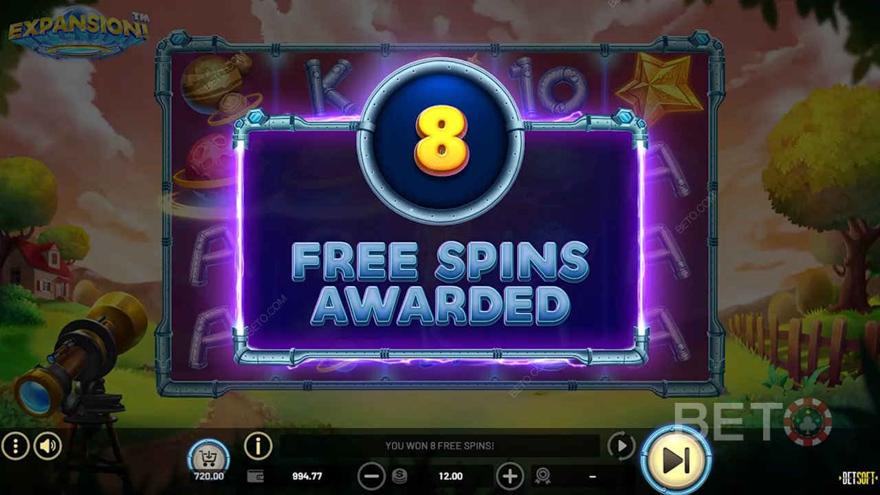 3 Scatter-symboler giver dig 8 gratis spins