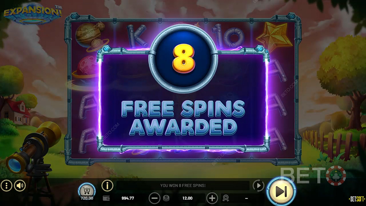 3 Scatters giver dig 8 Free Spins