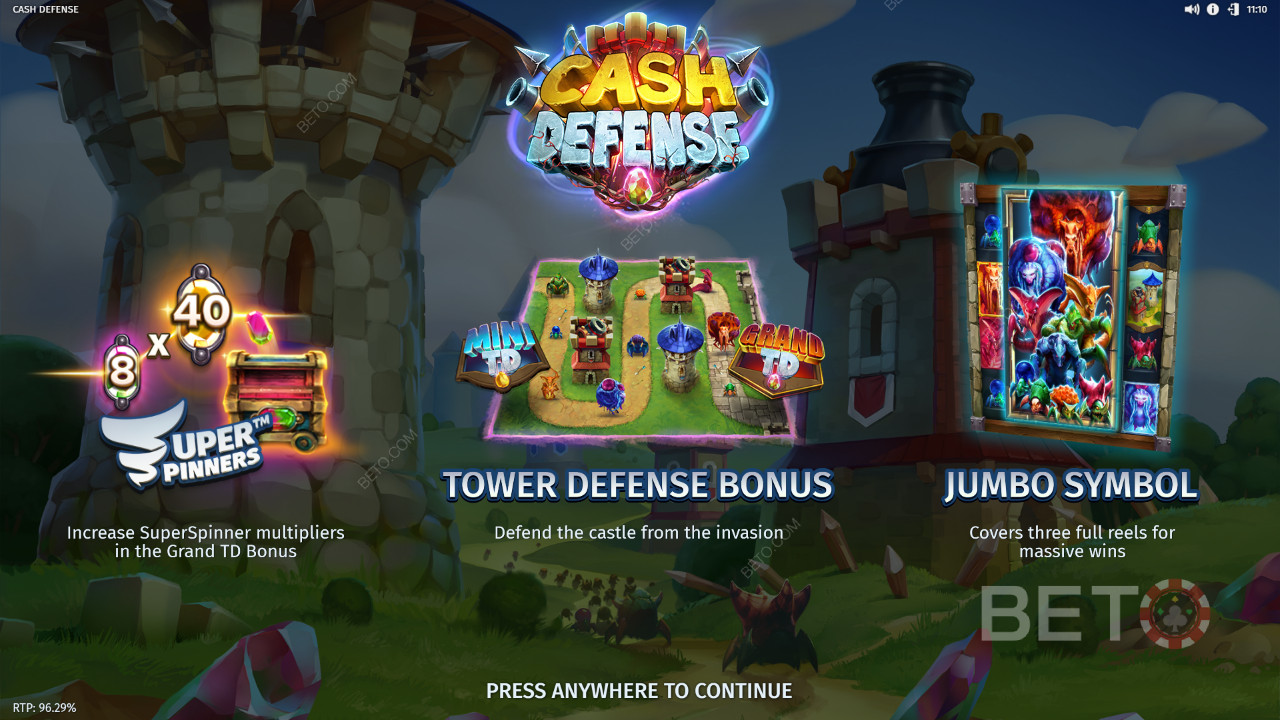 Vind 20.000 gange din indsats i Cash Defense spilleautomaten!