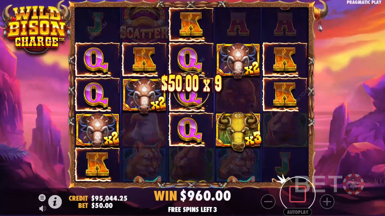 Bonusfunktioner i Wild Bison Charge fra Pragmatic Play