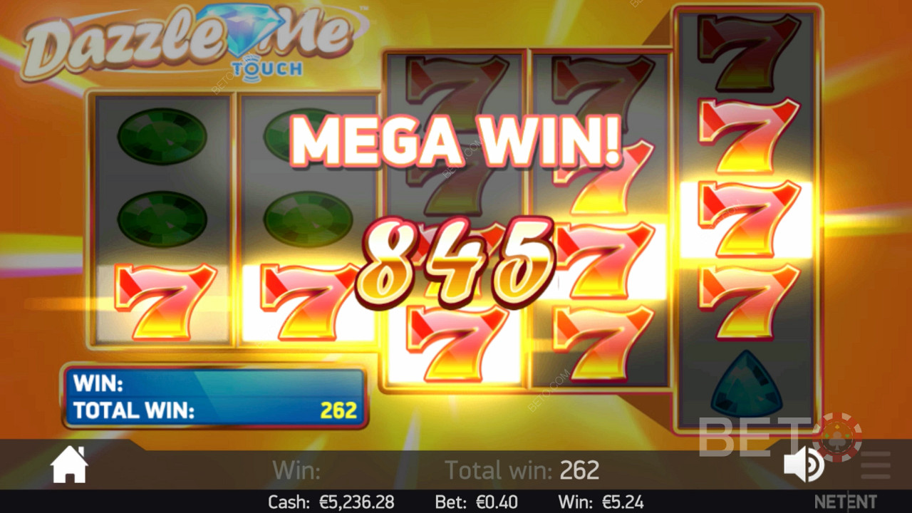 Mega Win på Dazzle Me spilleautomaten