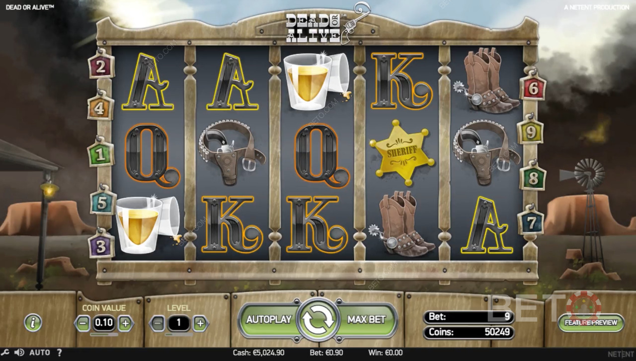 Dead or Alive Spilleautomat - Vindende Symboler