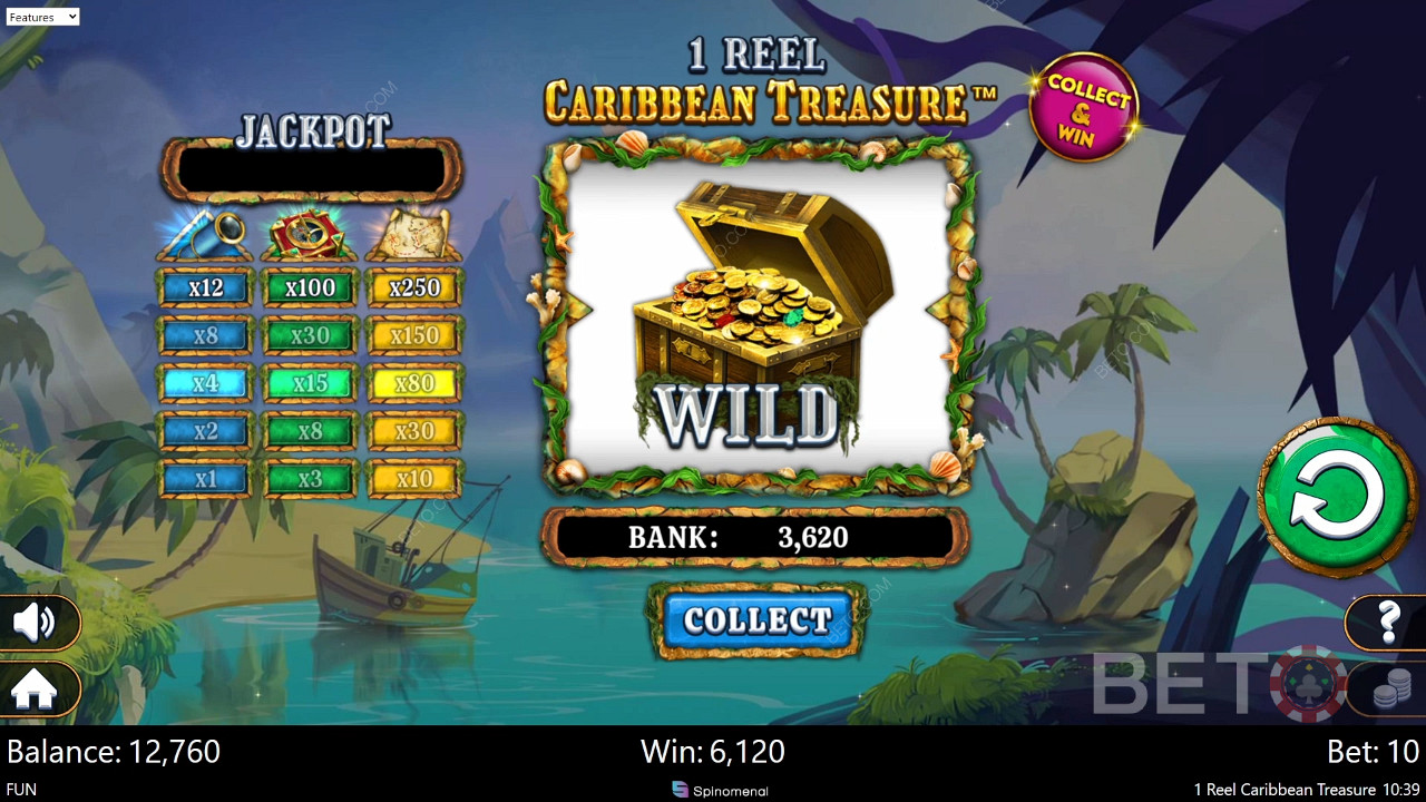 1 Reel Caribbean Treasure Spil For sjov