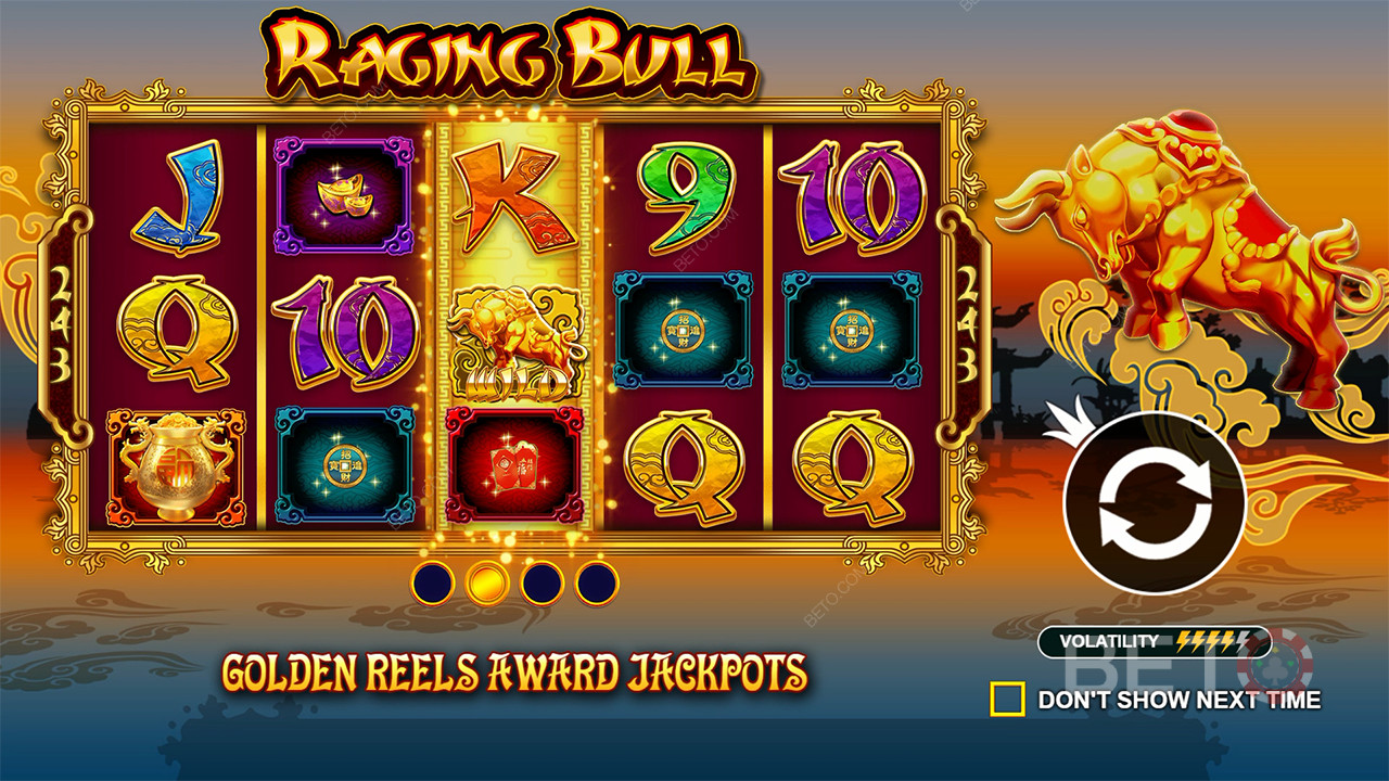 Vind jackpots i grundspillet på Raging Bull spilleautomaten