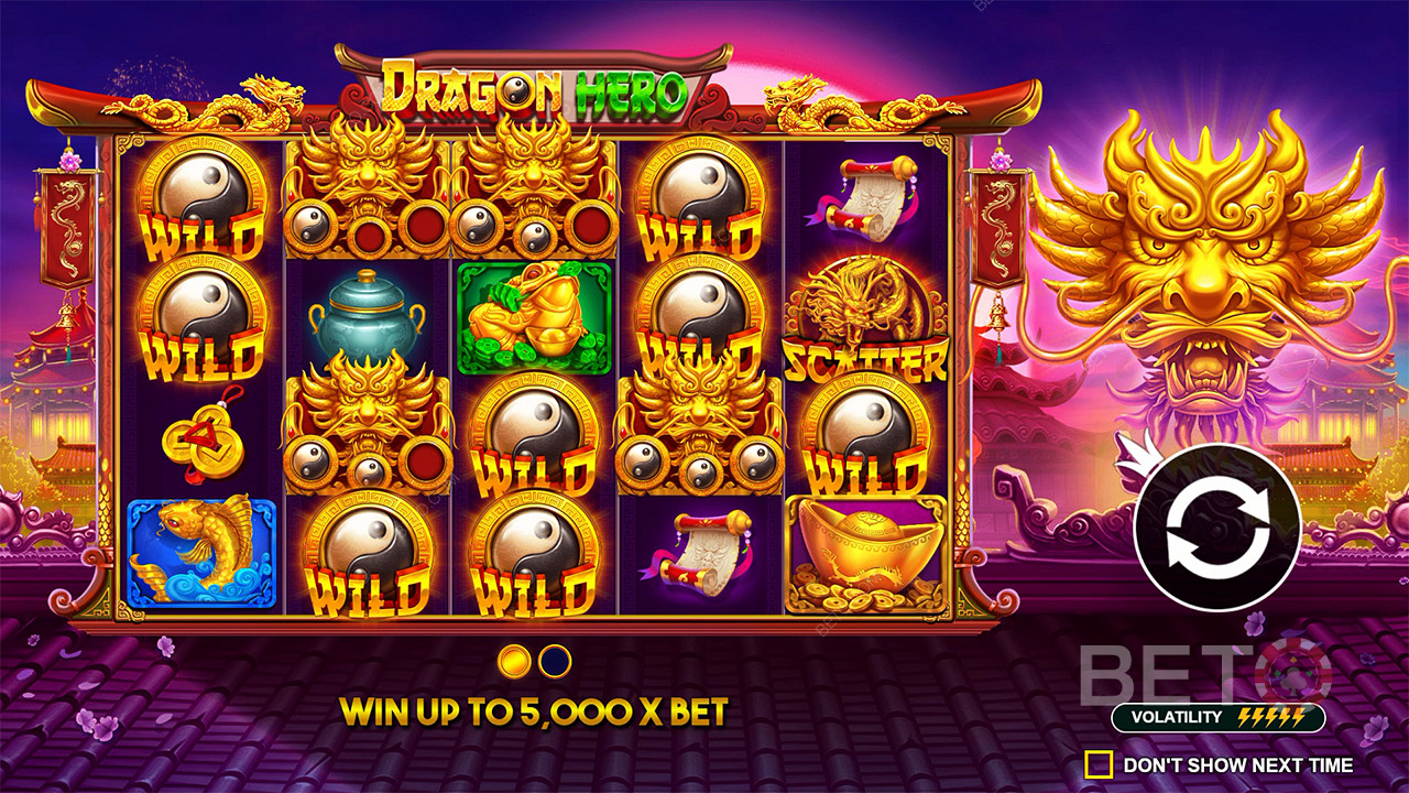 Vind op til 5.000x din indsats på Dragon Hero online spilleautomaten