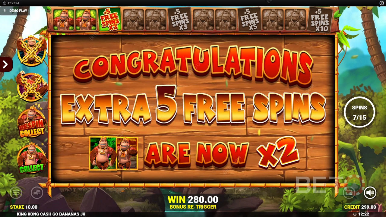 Vind 50.000x din indsats i King Kong Cash Go Bananas spilleautomaten!