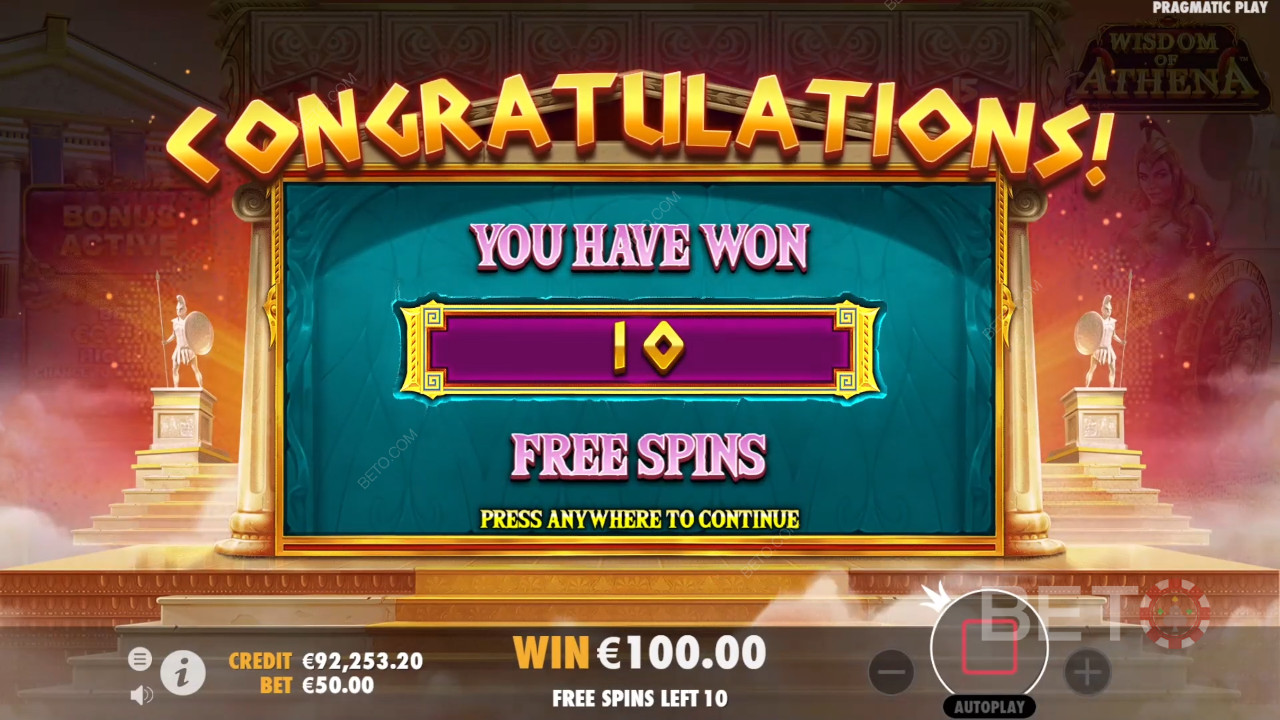 Få 10 gratis spins og forlæng dem med flere scatter-symboler