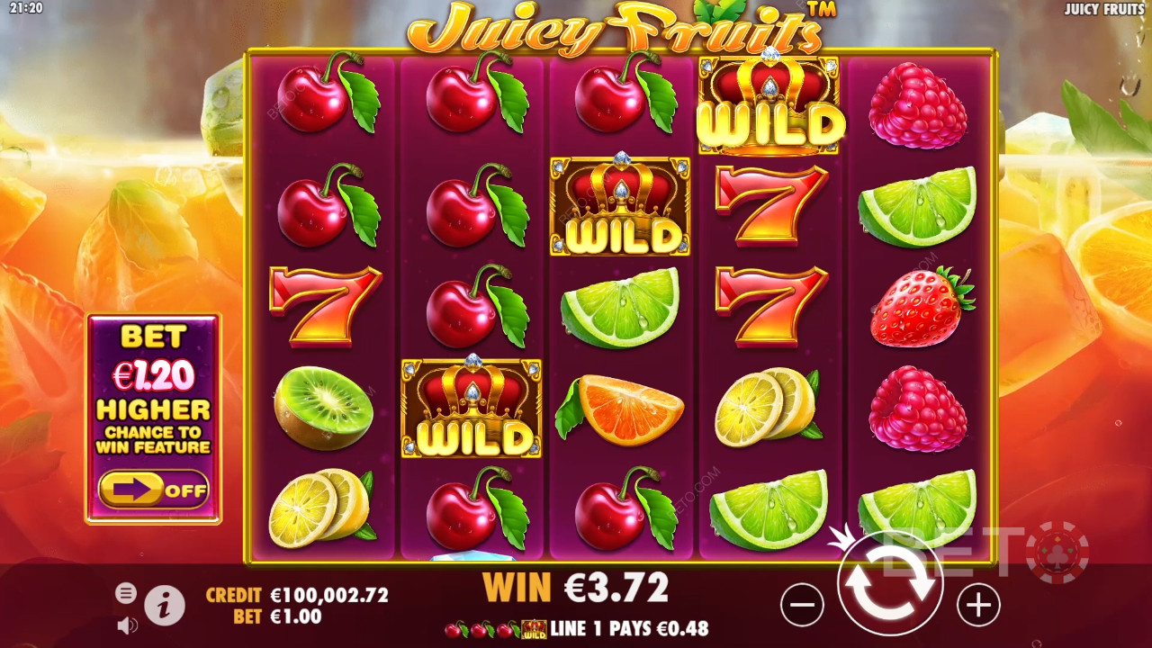 Wildsymbolet er nøglen til succes i Juicy Fruits spilleautomaten