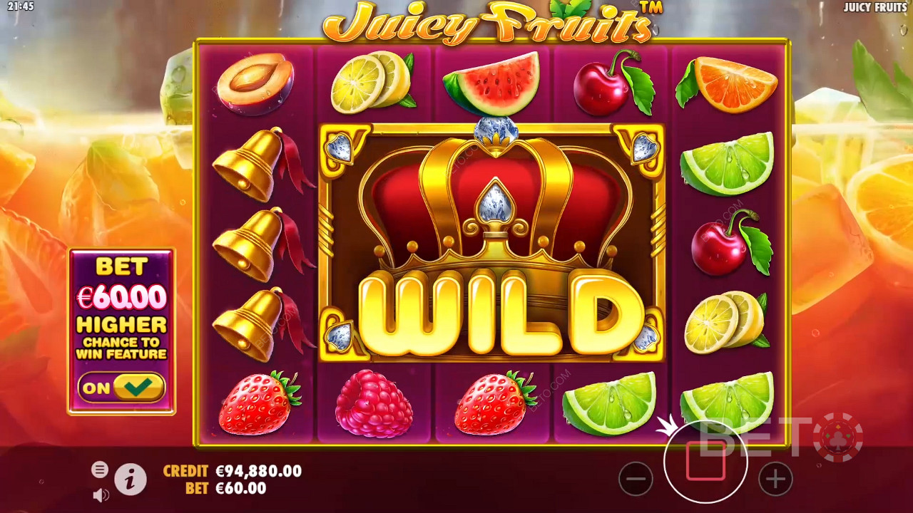 Wild symbolet udvider sig på Juicy Fruits spilleautomaten