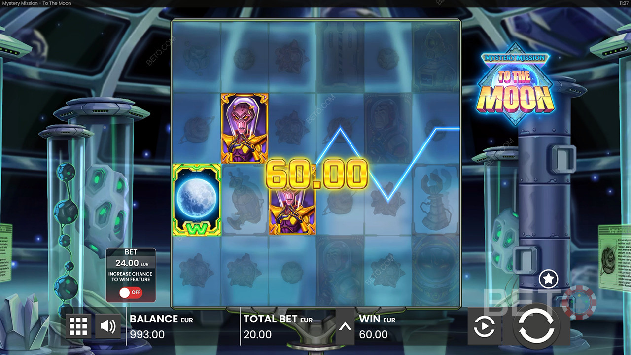 Vind 10.000 gange din indsats i Mystery Mission to the Moon spilleautomaten!