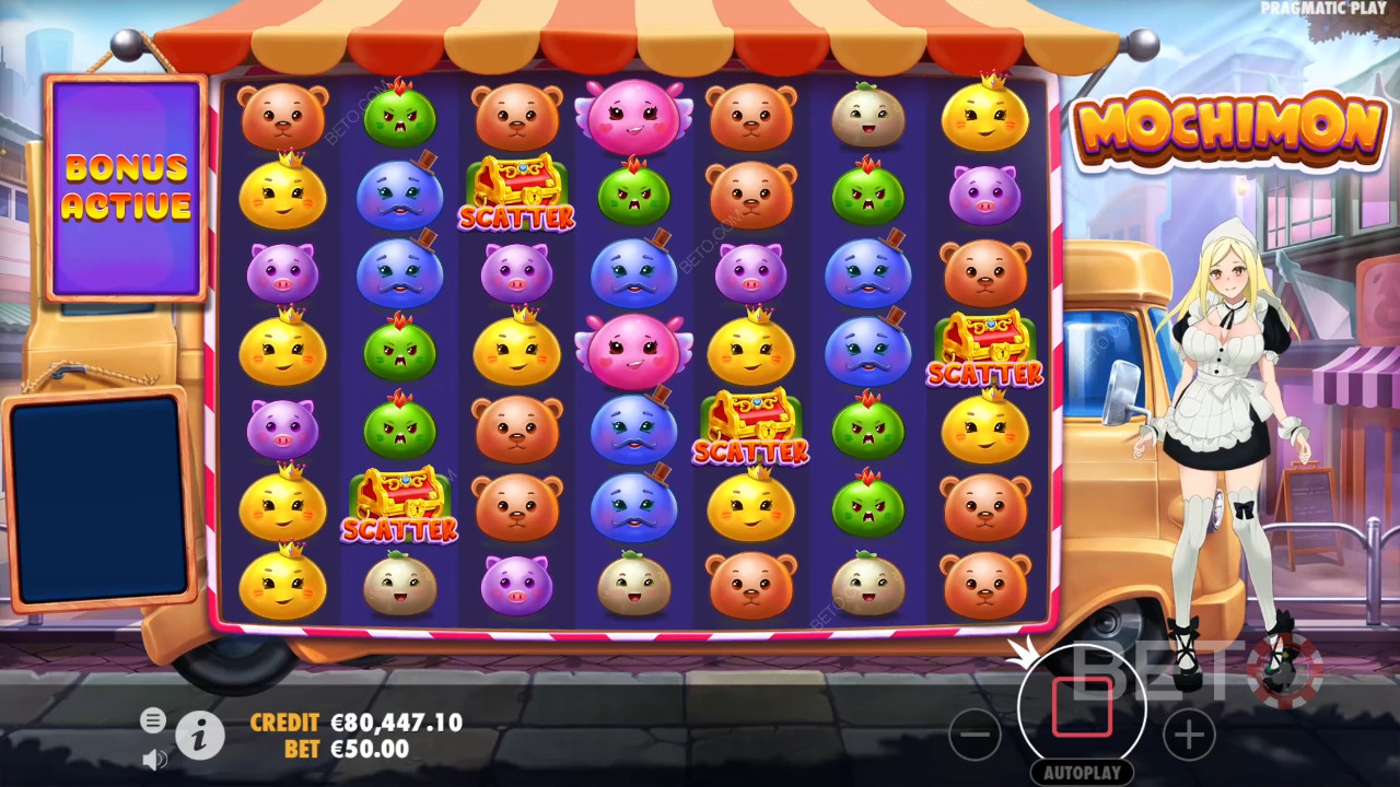 3 eller flere Scatters udløser Gratis Spins i Mochimon-automaten