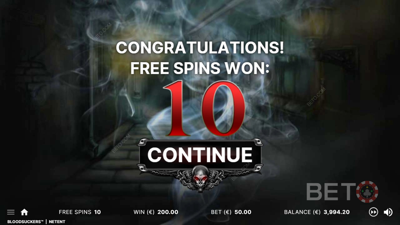 Få 10 gratis spins ved at lande 3 eller flere Scatter-symboler