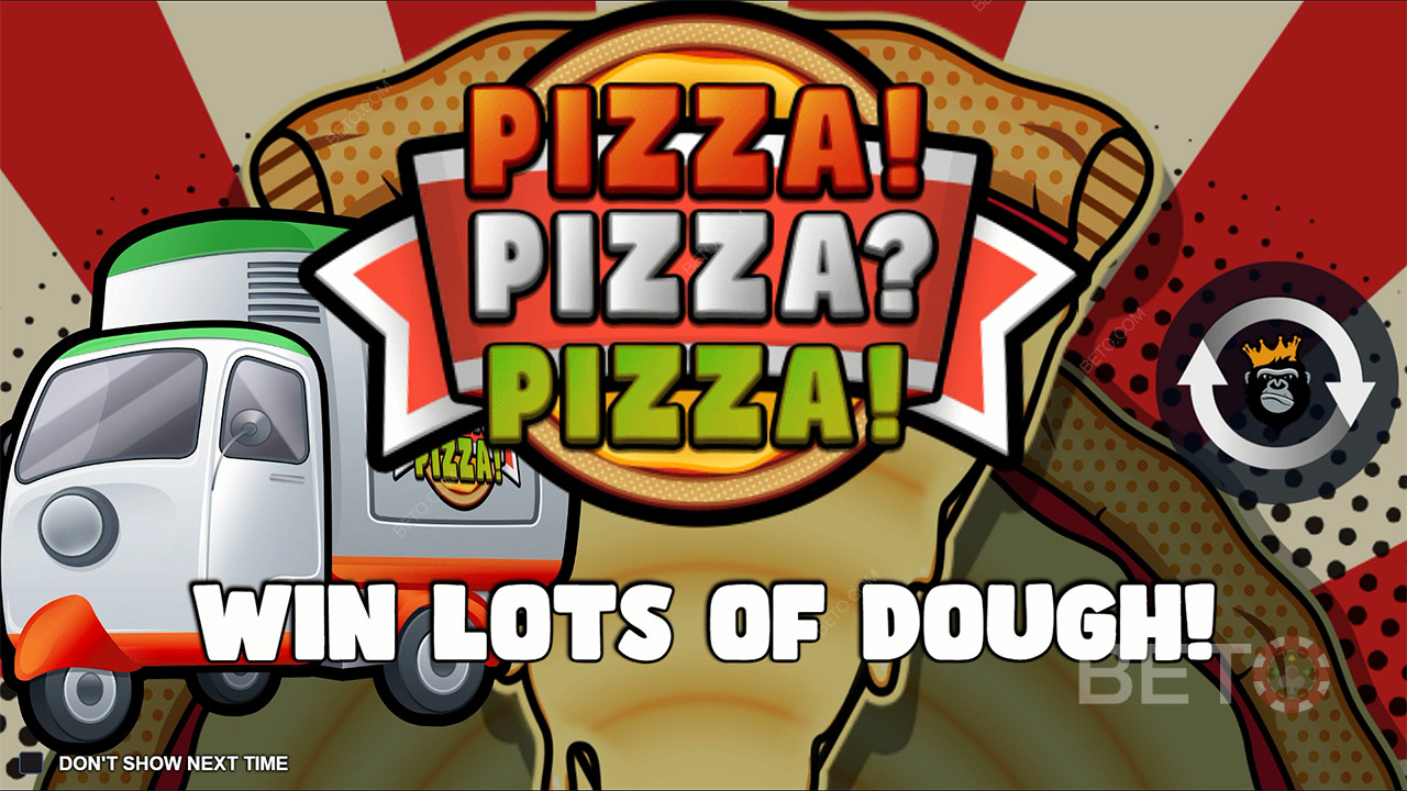 Jagt en maksimal gevinst på mere end 7.000 gange din indsats i Pizza! Pizza? Pizza! spillemaskine