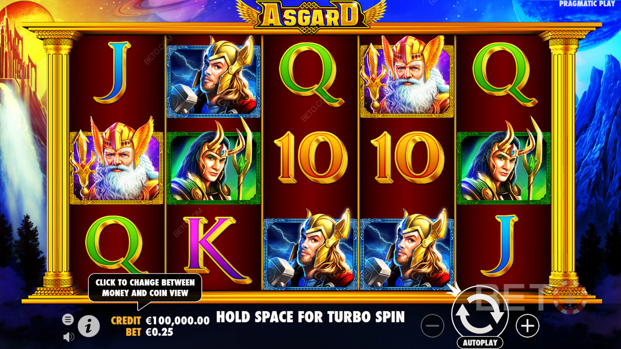 Guderne i Asgard-spilleautomaten ligner figurerne i de populære film