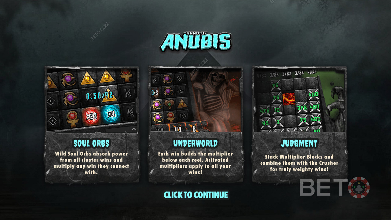 Nyd 3 enestående funktioner i Hand of Anubis online spillemaskine