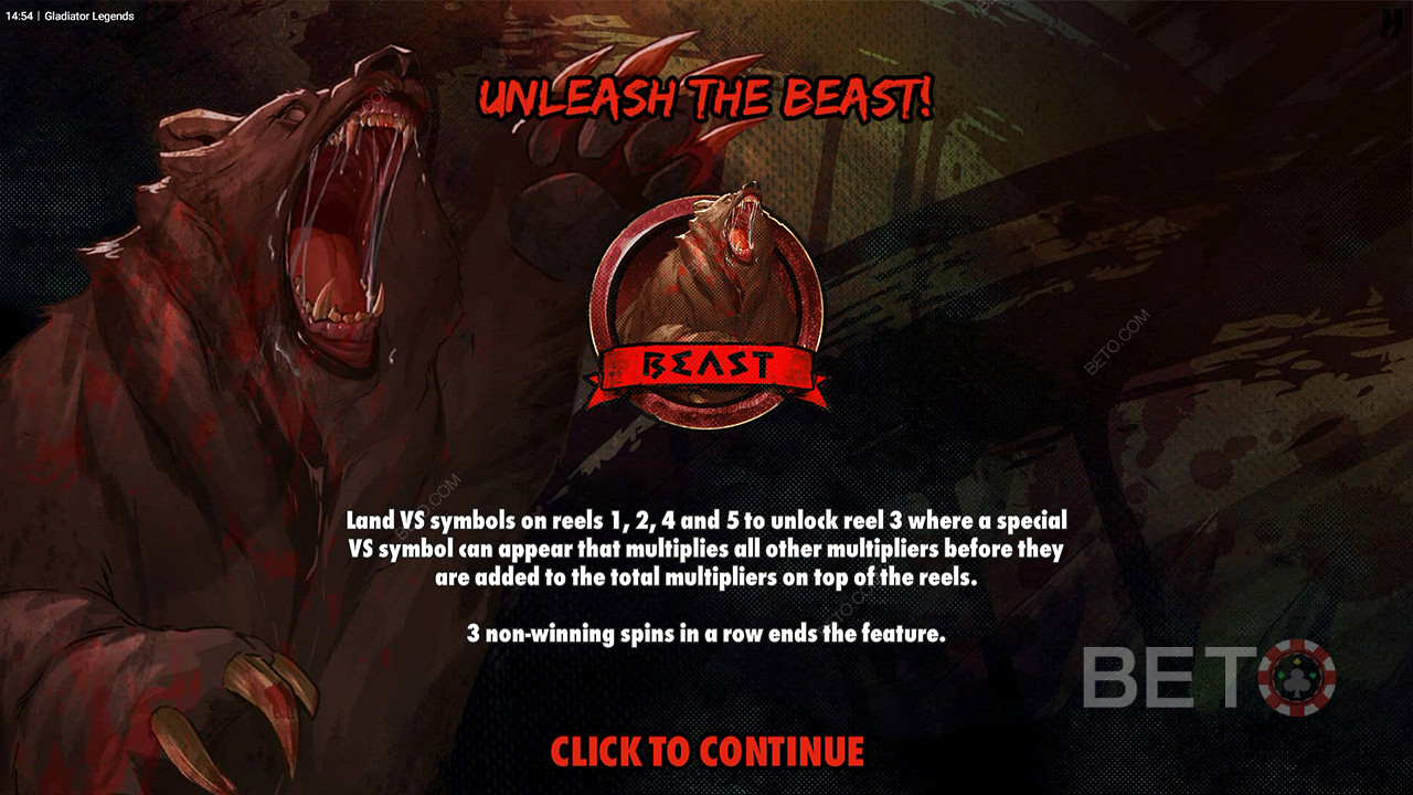 Vind stort ved at lande multiplikatorer i Unleash the Beast-bonusspillet