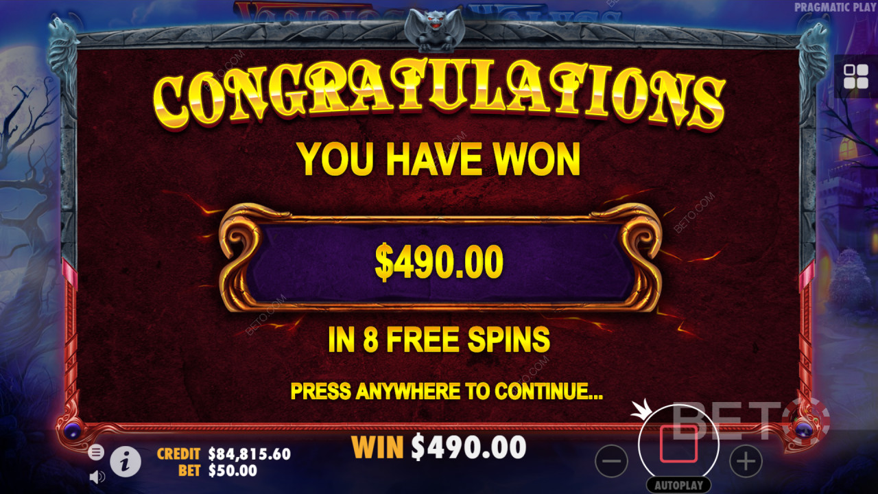 Få høje gevinster med gratis spins i Vampires vs Wolves