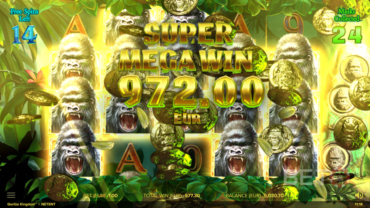 Kæmpe gevinst i Gorilla Kingdom spilleautomaten