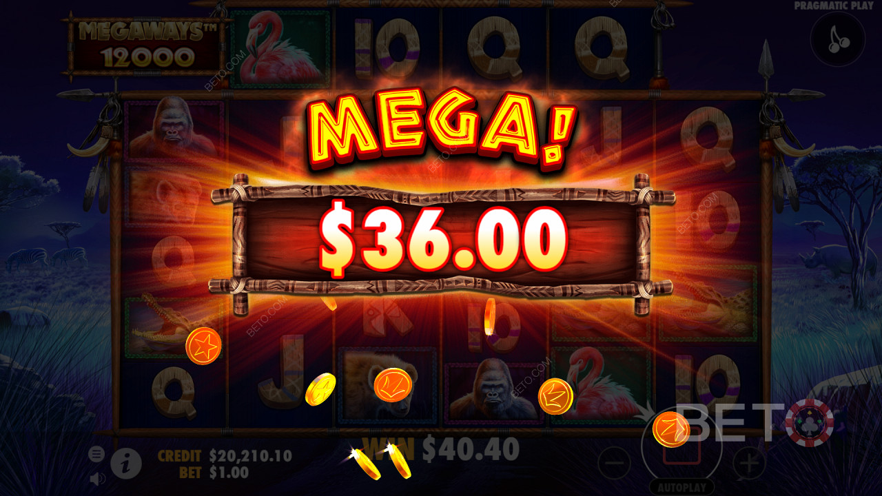 Mega Win på Great Rhino Megaways spilleautomaten