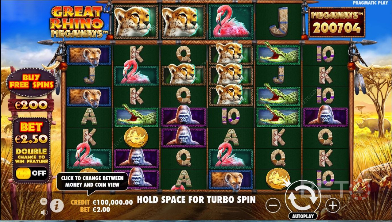Great Rhino Megaways: Kaskader, multiplikatorer, wilds og gratis spins