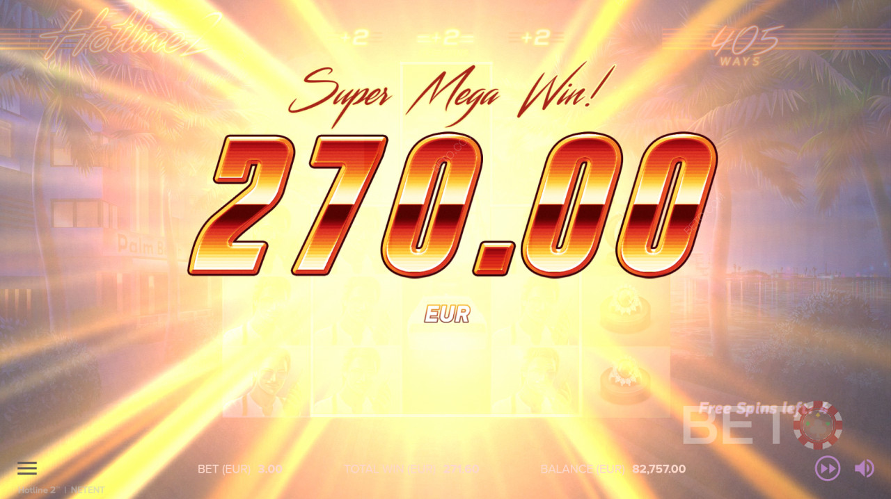 Super Mega Win på Hotline 2 spillemaskinen