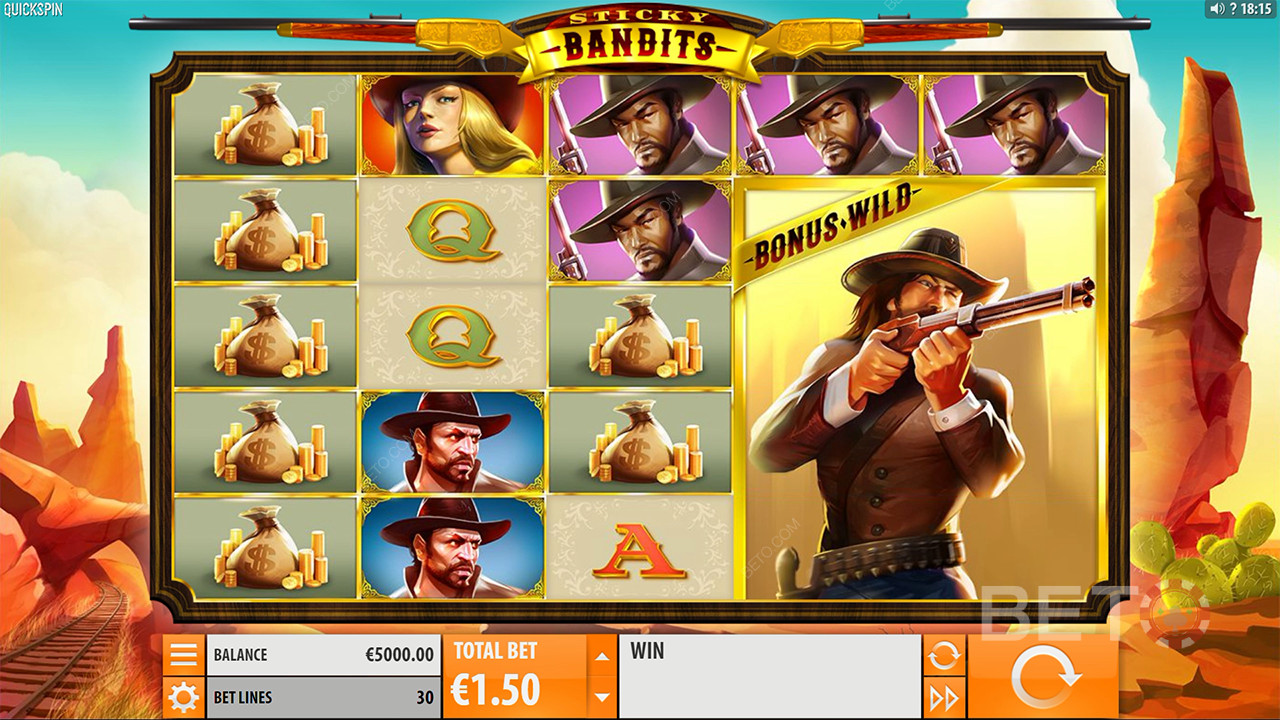 Hold øje med de Massive Wilds i Sticky Bandits online spilleautomat