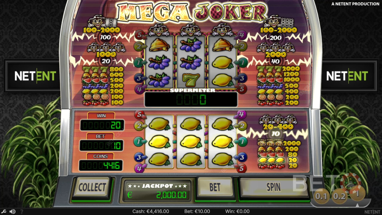 Bonusfunktioner forklaret i Mega Joker fra NetEnt