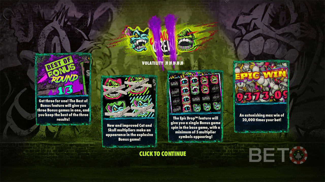 Få endnu vildere og nye bonusser i Chaos Crew 2 spilleautomaten