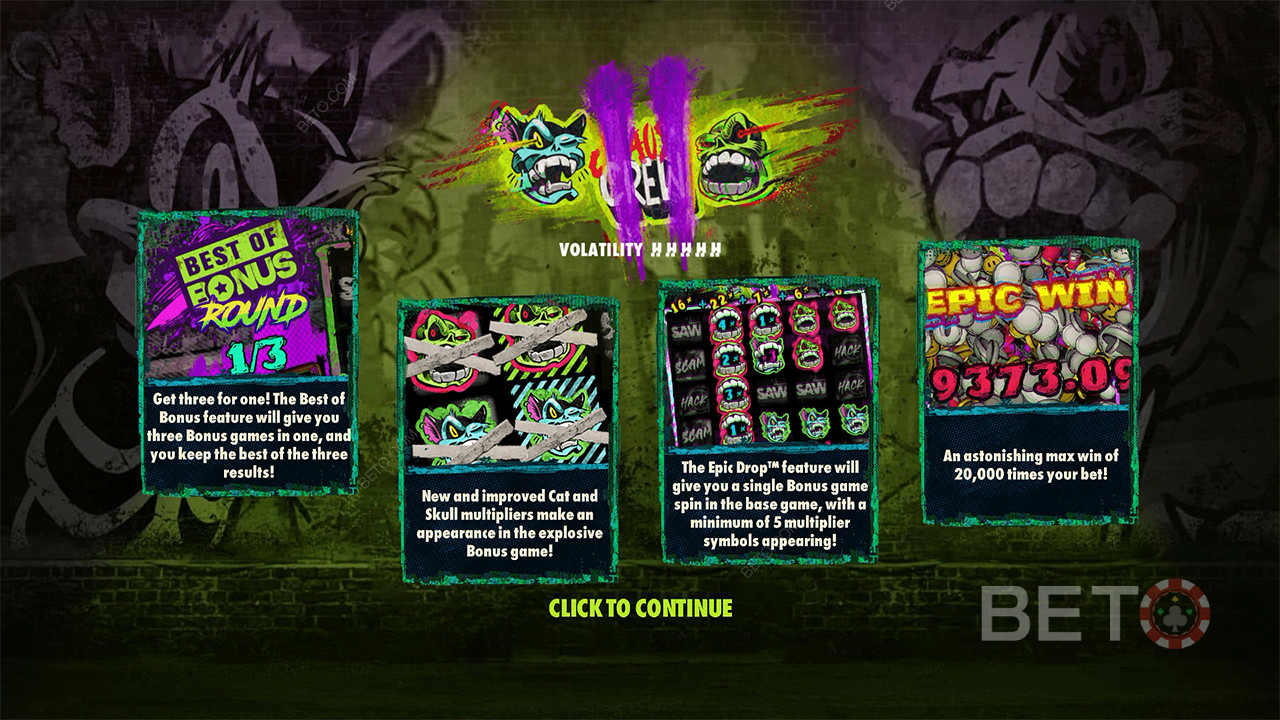 Nyd mere kraftfulde og nye bonusser i Chaos Crew 2-spilleautomaten
