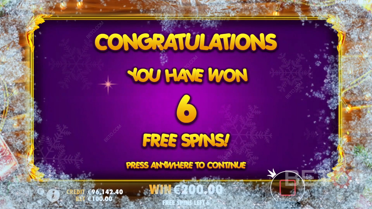 Vind 6 gratis spins ved at lande 3 scatter-symboler