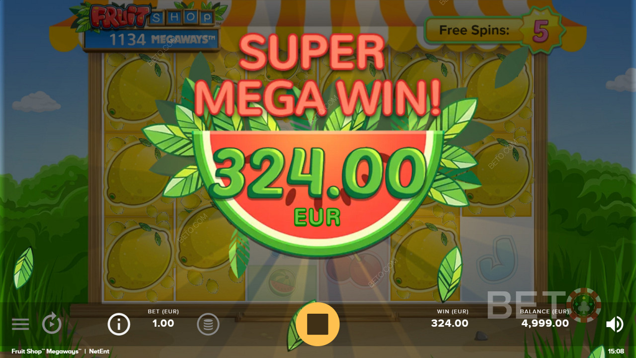 At ramme den efterspurgte Super Mega Win i Fruit Shop Megaways