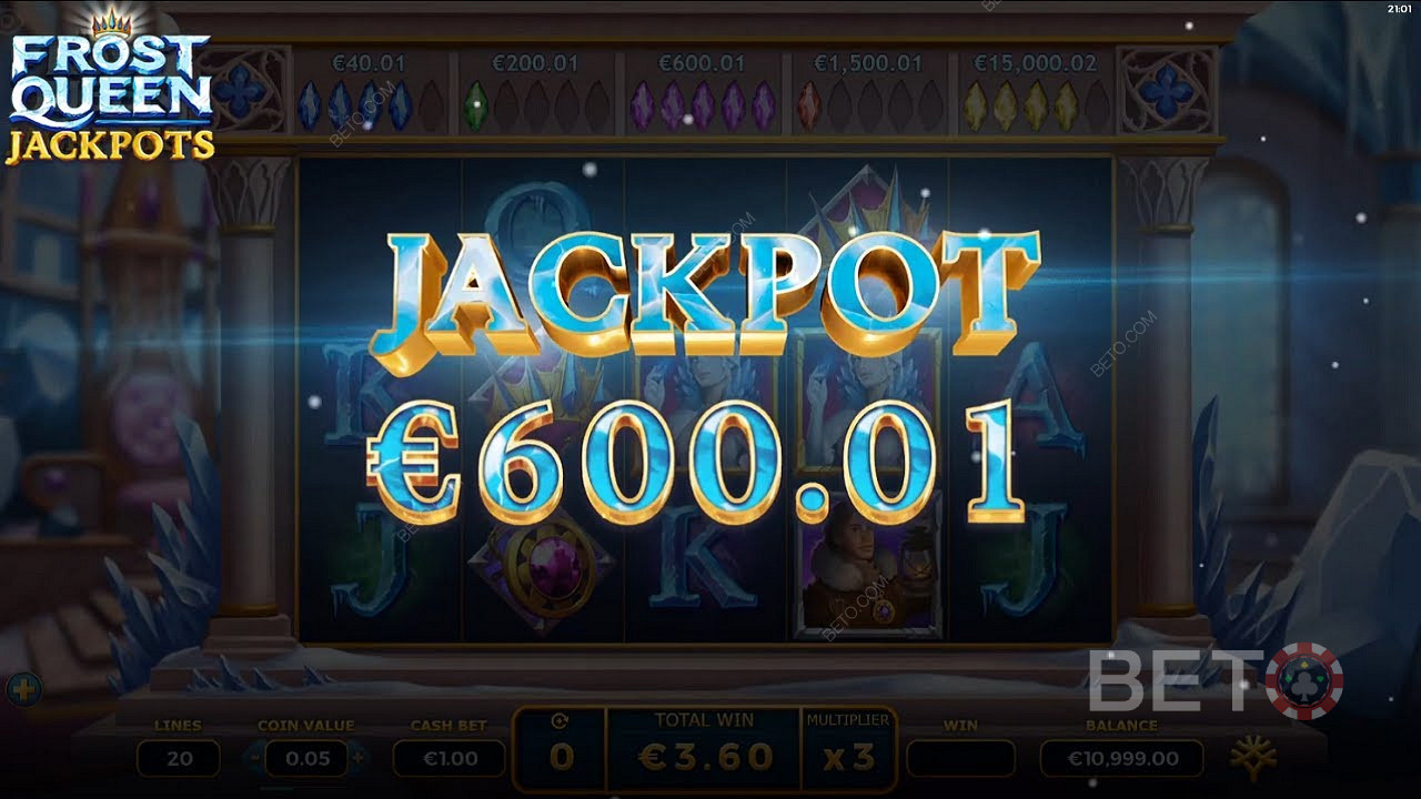 Jackpot til en værdi af 600 euro i Frost Queen Jackpots