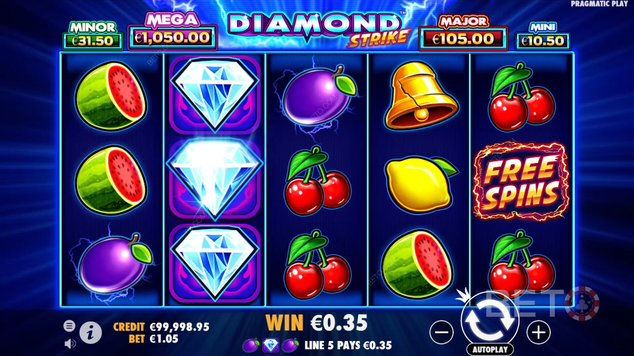 Bonusfunktioner forklaret i Diamond Strike fra Pragmatic Play
