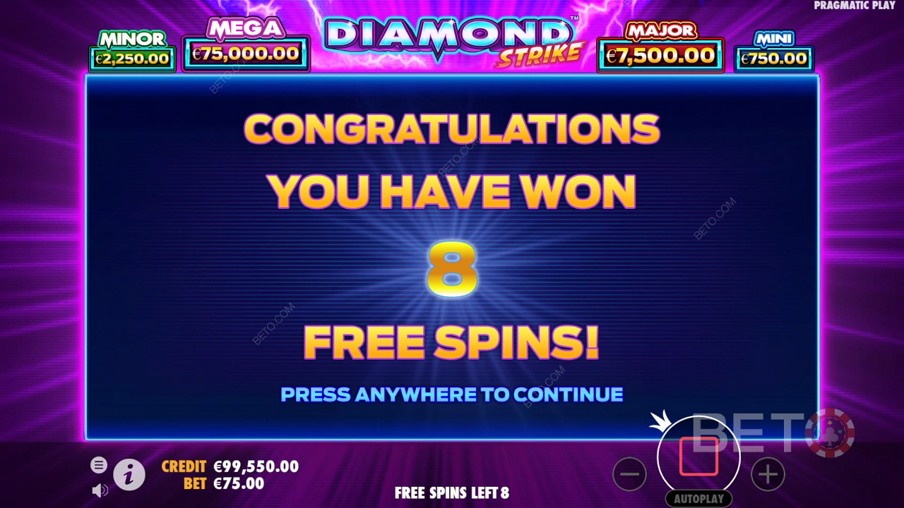 Vind 1.000x Din indsats i Diamond Strike spilleautomaten!