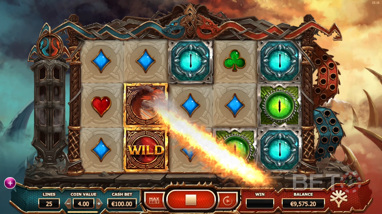 Saml 9 dragehoveder af samme type for at udløse gratis spins i Double Dragons