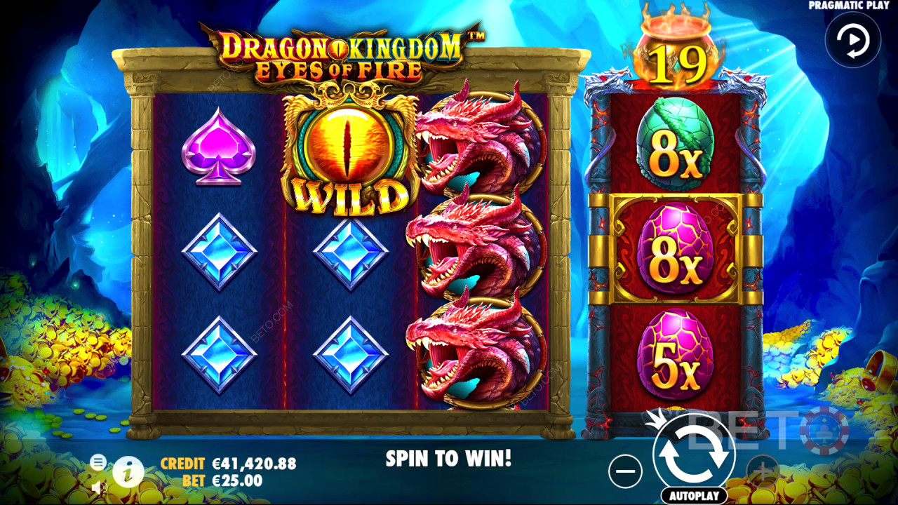 Progressiv funktion i spil i Dragon Kingdom: Eyes of Fire spilleautomat