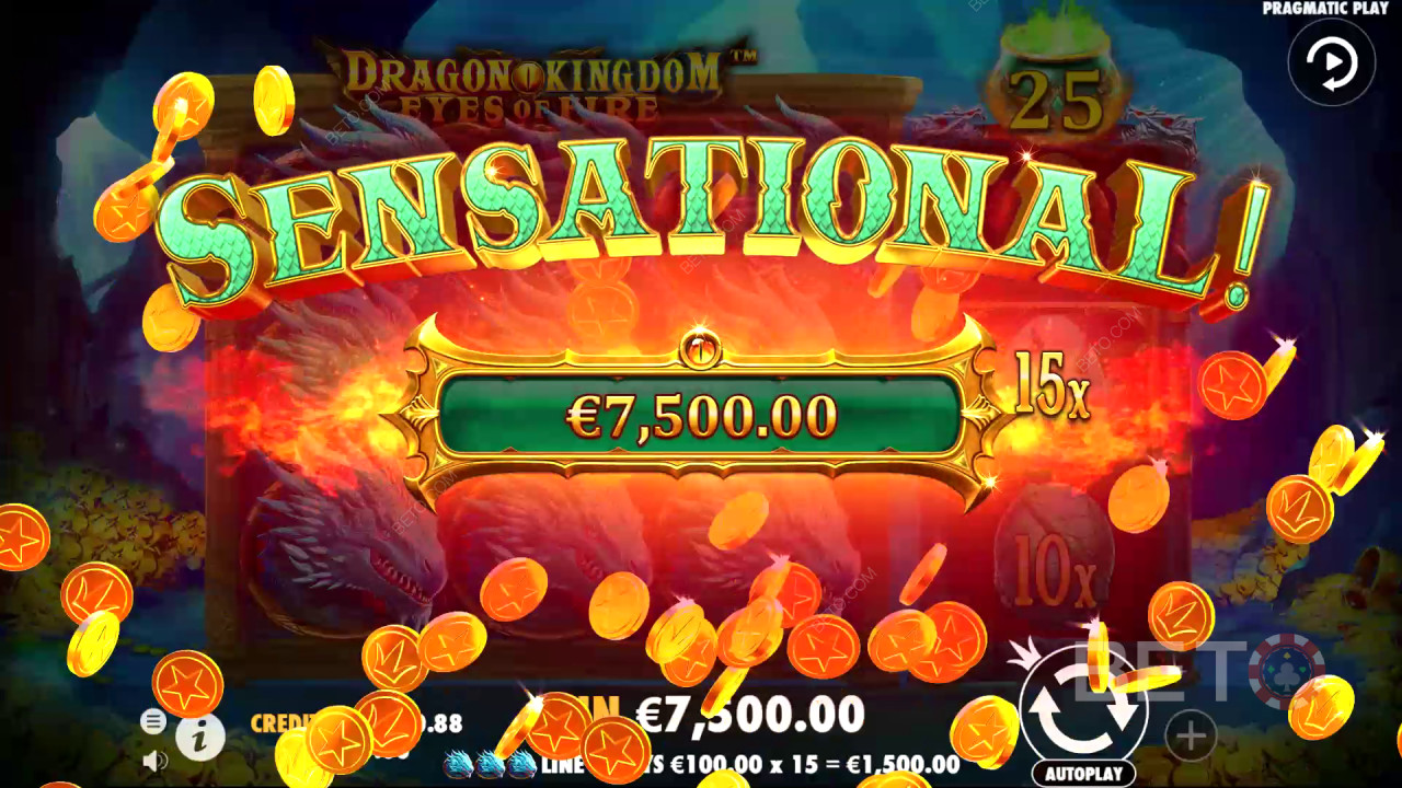 Fantastisk gevinst i Dragon Kingdom Eyes of Fire