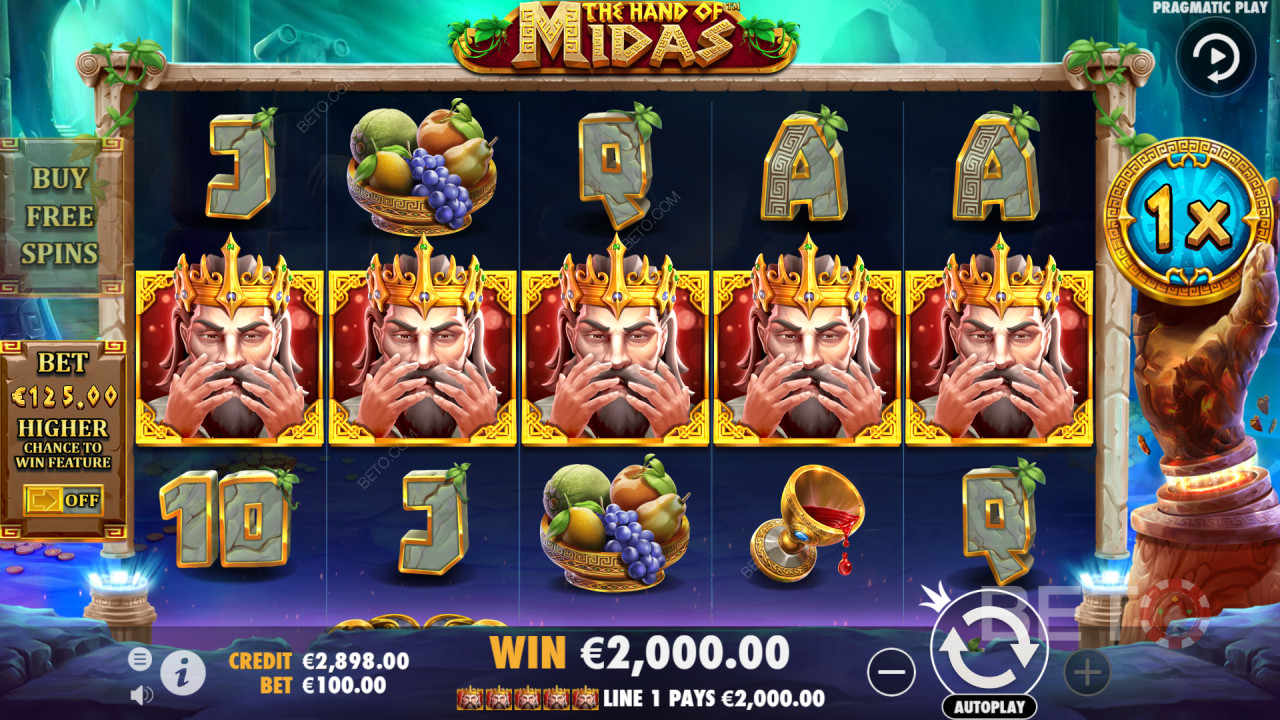 5 Kong Midas symboler giver store gevinster i Hand of Midas
