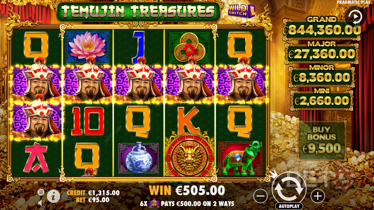 Temujin Treasures er en spillemaskine inspireret af Djengis Khan og hans æra 