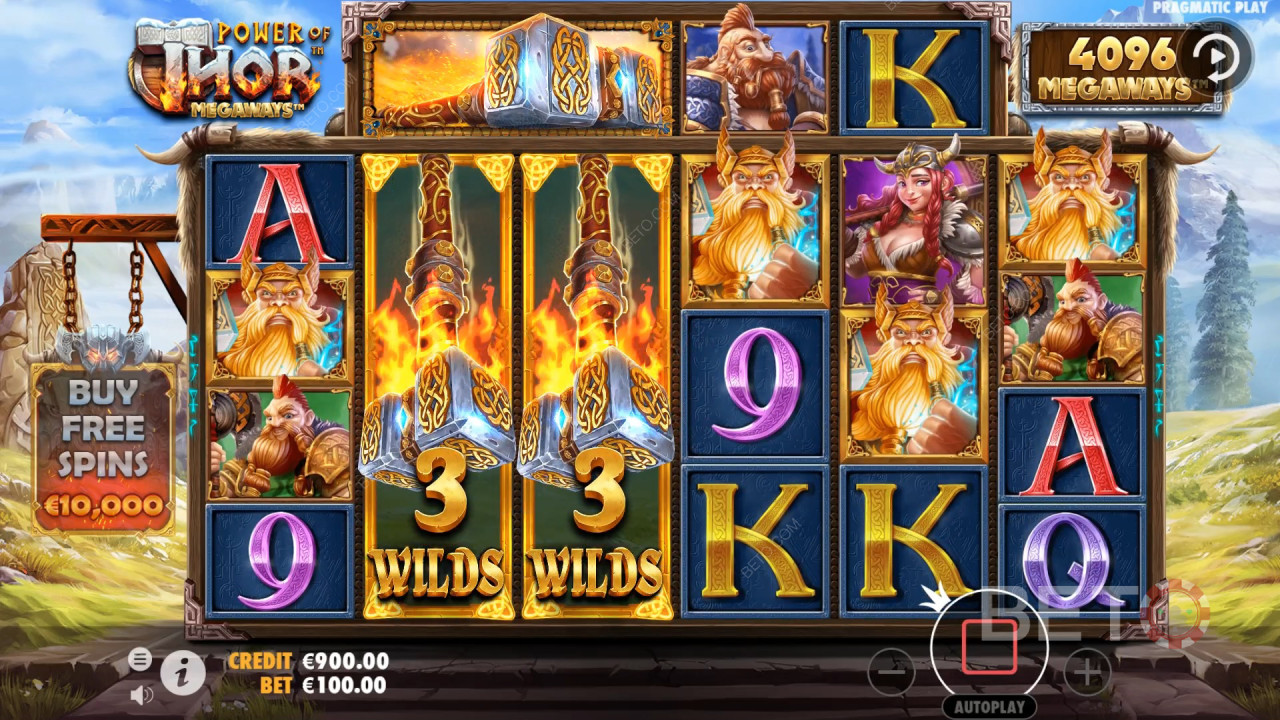 Udvidende Wild-symboler i Power of Thor Megaways spil