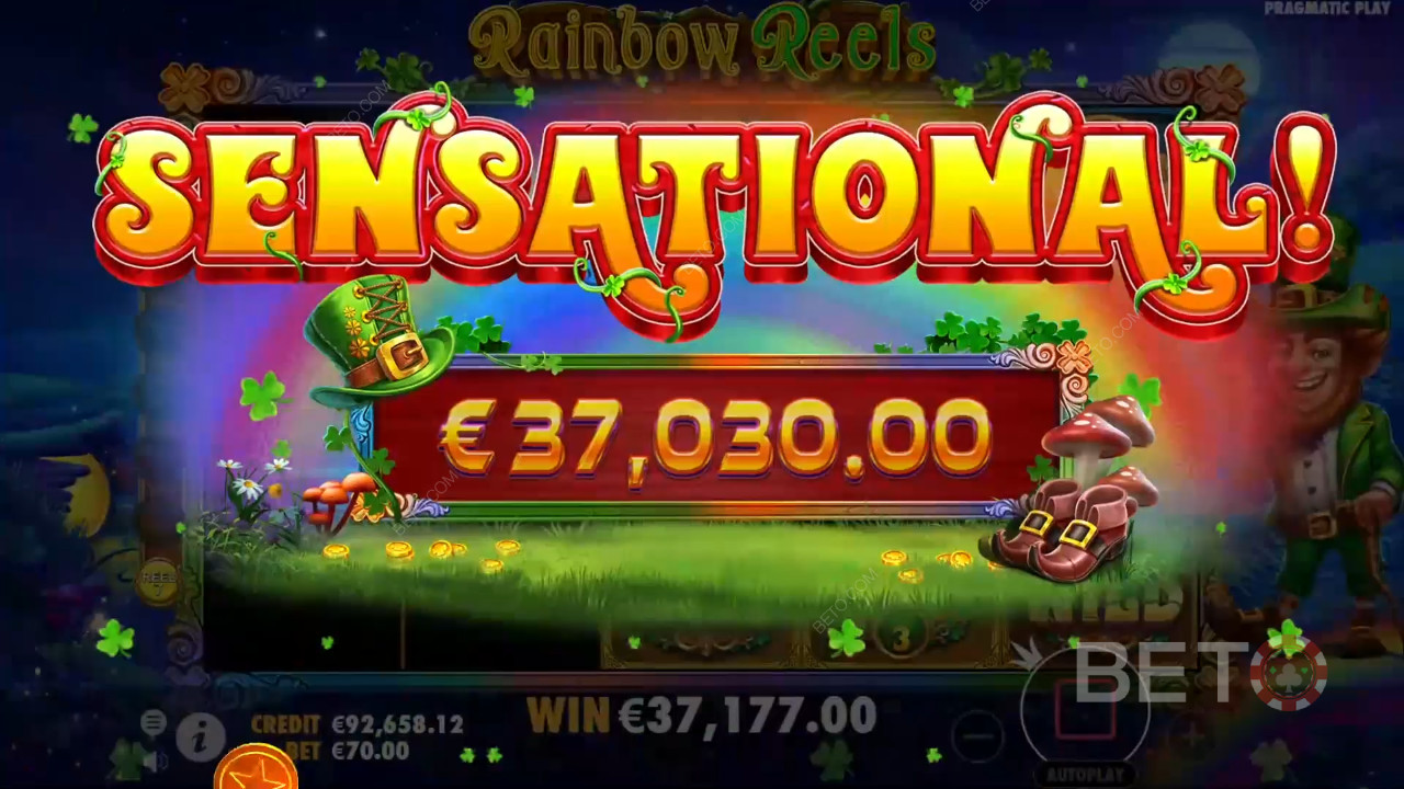 Vind 5.000x Din Indsats i Rainbow Reels Spilleautomat!