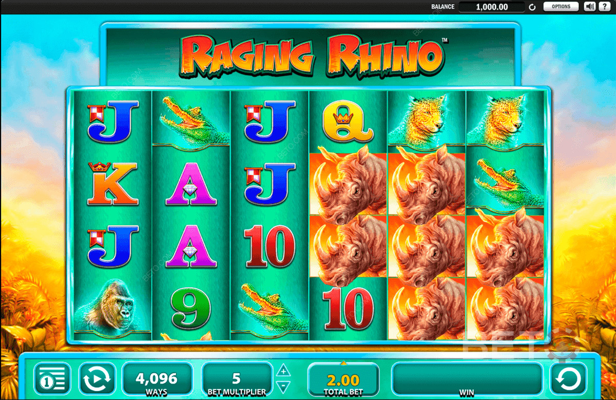 Den seks-hjuls og fire-rækkers struktur i Raging Rhino
