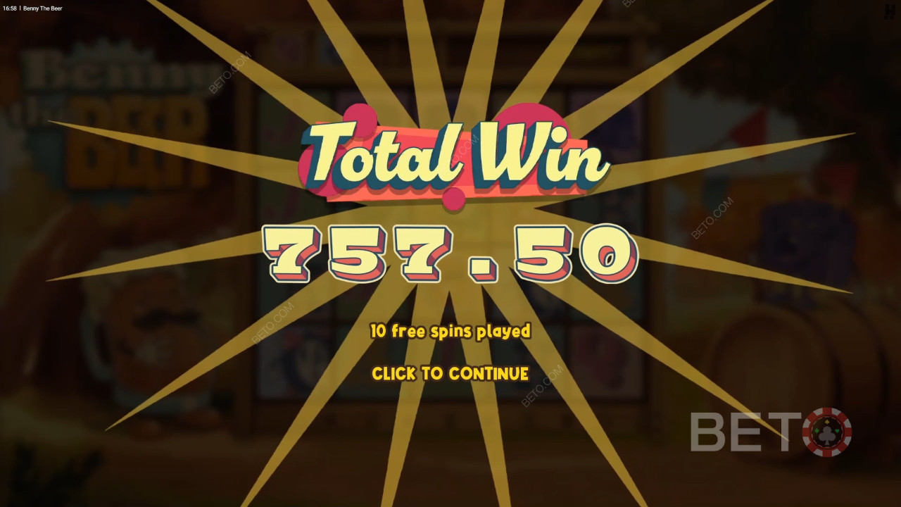 Vind 10.000 gange din indsats i Benny The Beer spilleautomat!