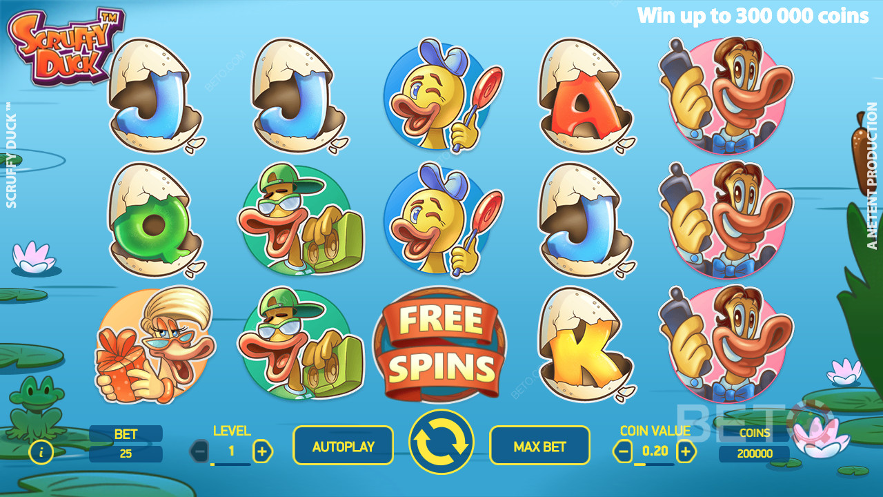 Scruffy Duck giver dig 5 unikke gratis spins-funktioner