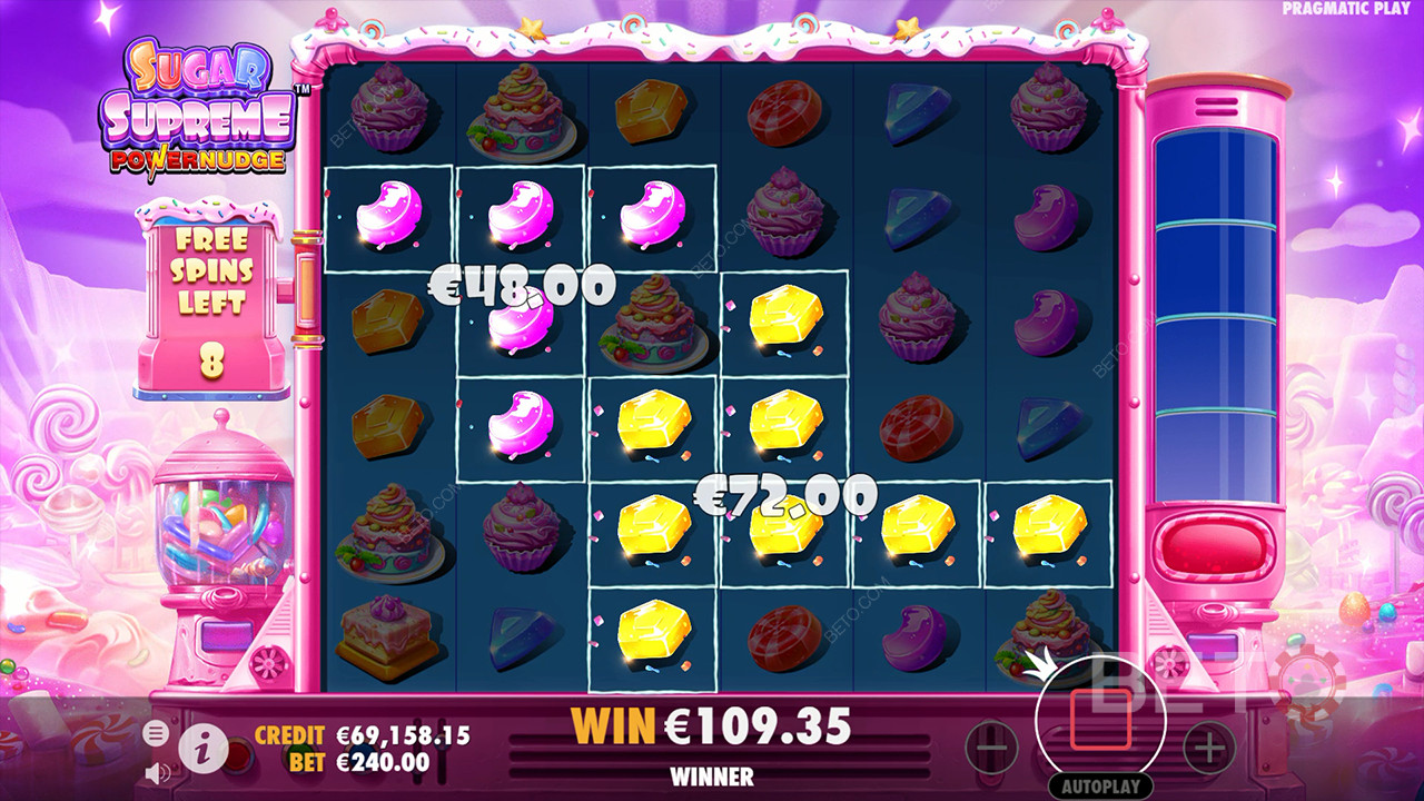 Bonusfunktioner i Sugar Supreme Powernudge fra Pragmatic Play