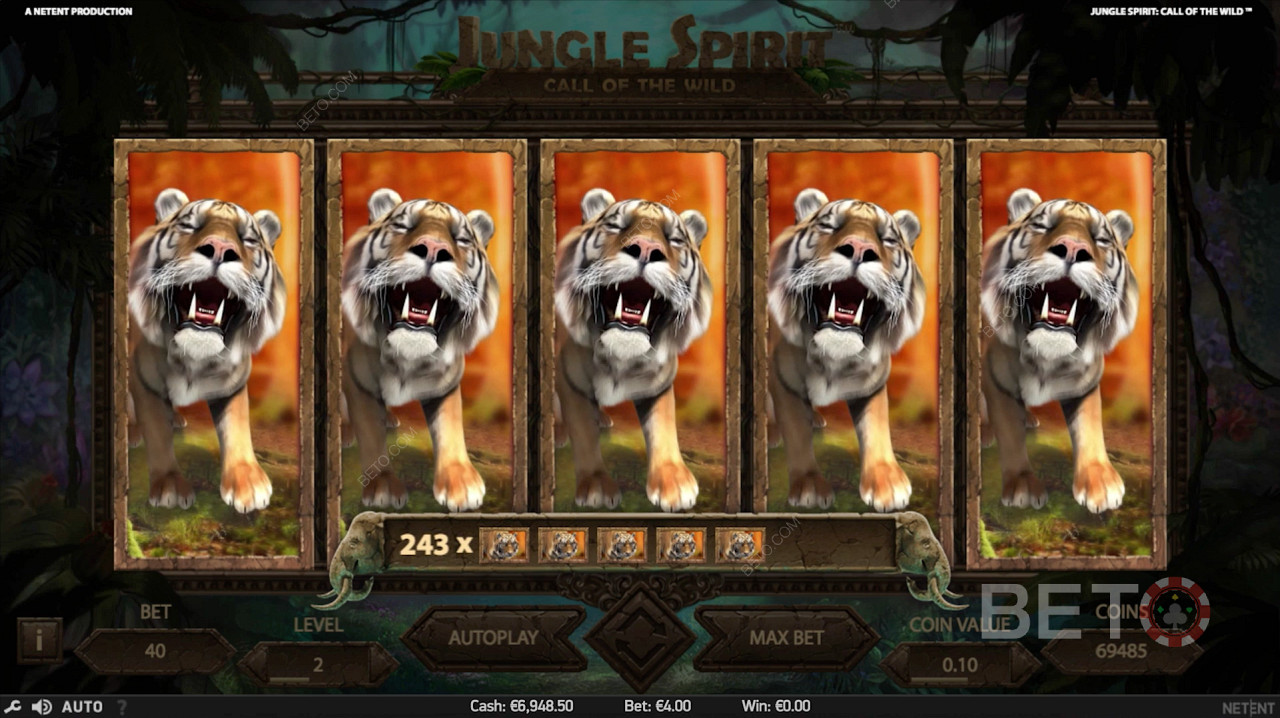 Topgevinst under free spins i Jungle Spirit: Call of the Wild