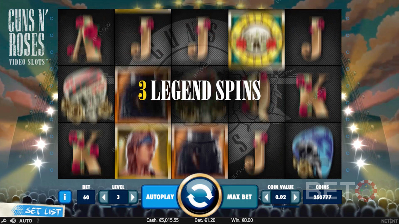 Legend Spins-bonus i Guns N