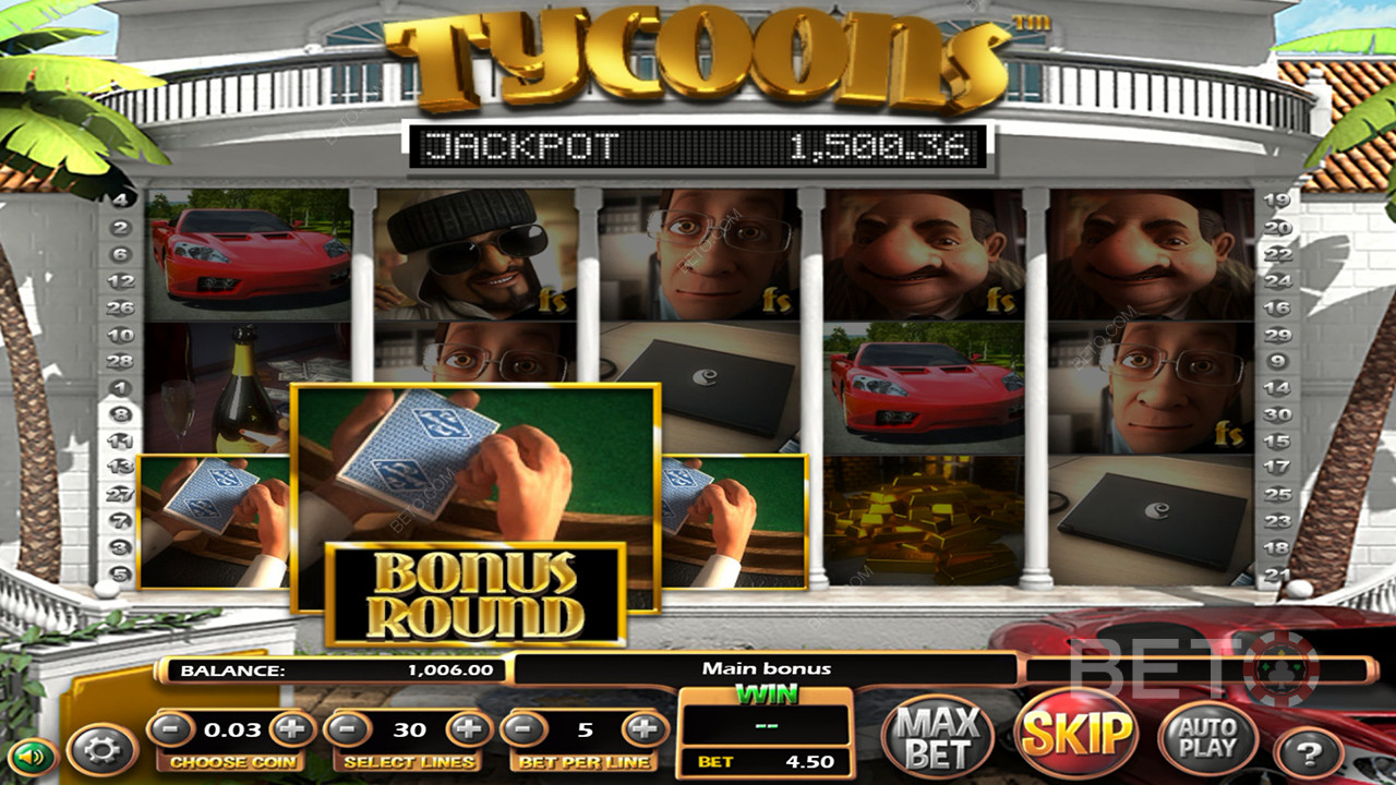 Få 3 eller flere dealer-håndsymboler for at udløse Poker Bonus-runden